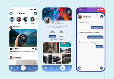 Social Network App Desing: Mobile App UI / UX Design 3d animation app design figma graphic design illustration logo mobile app design mobile design motion graphics sociall ui ux