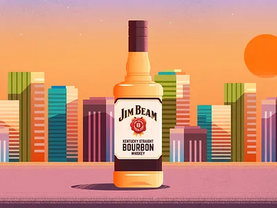 Jim Beam Sunset city cityscape drawing flat illustration sunset texture urban vector