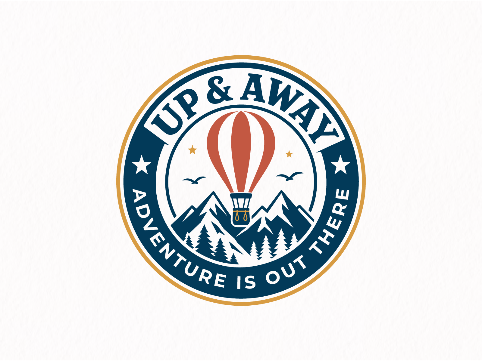 UP & AWAY Adventure Is Out There | Outdoor T-shirt Design adventure apparel appareldesign badge branding camping clothing graphicdesign hiking illustration merchandise minimal mockup outdoor printdesign streetwear tshirt tshirtdesign vector vintage