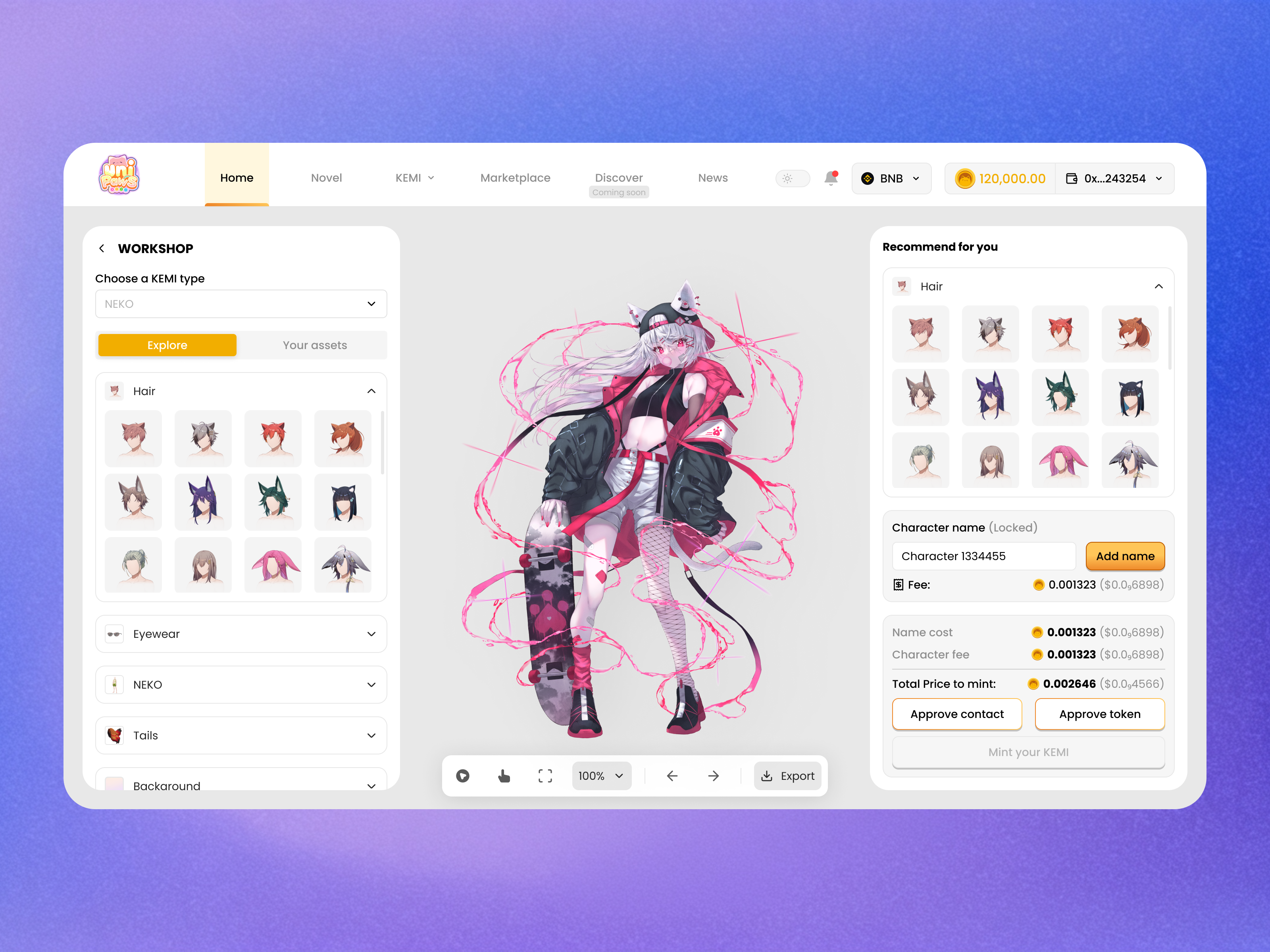 KEMI Creation NFT Game app clean design figma game ui ux