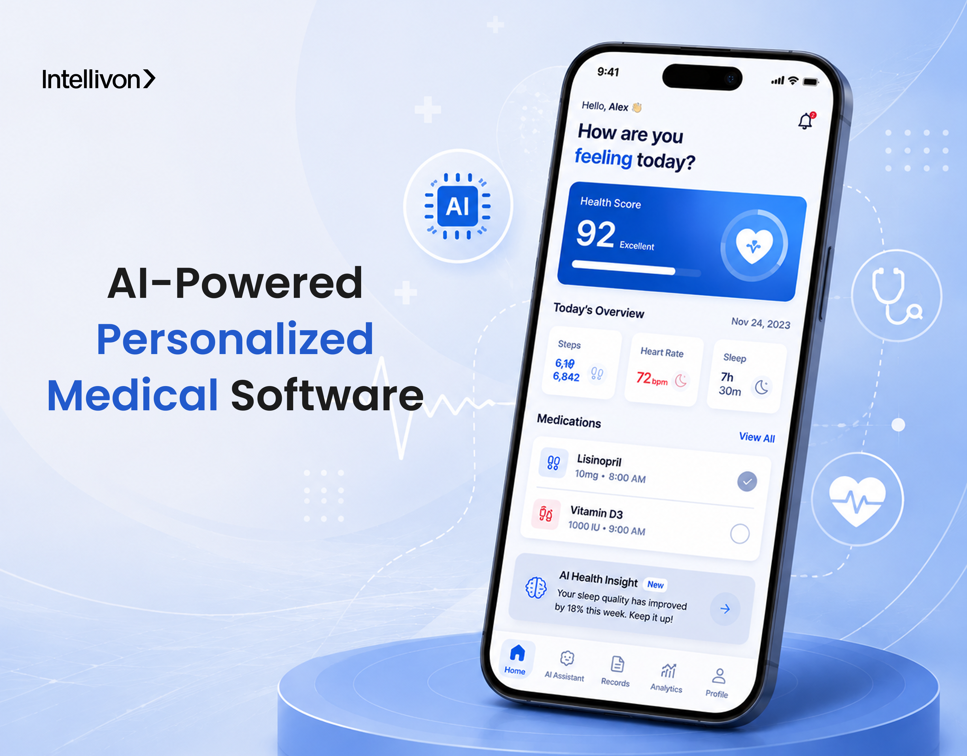 AI-Powered Personalized Medical Software ai artificial intelligence clinical software dashboard design digital health figma health monitoring healthcare healthcare app healthcare dashboard healthtech medical medical software patient management personalized healthcare product design saas ui design ux design web app