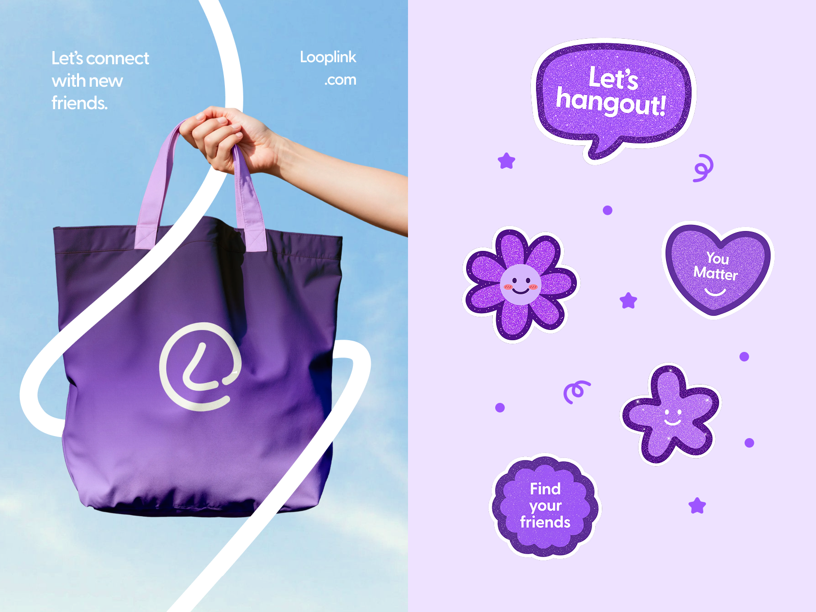 Looplink — Student Friendship App Identity brand guideline brand identity branding design identity illustration landing page logo minimalist ui web web design website