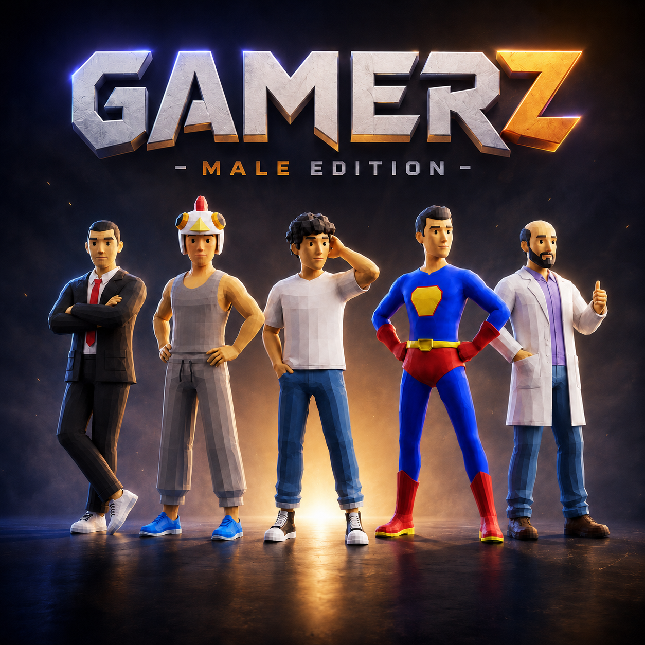 Gamerz - Low-poly 3D characters 3d animation app blender character game gamers graphic design illustration illustrations low poly mobile render resources rigged