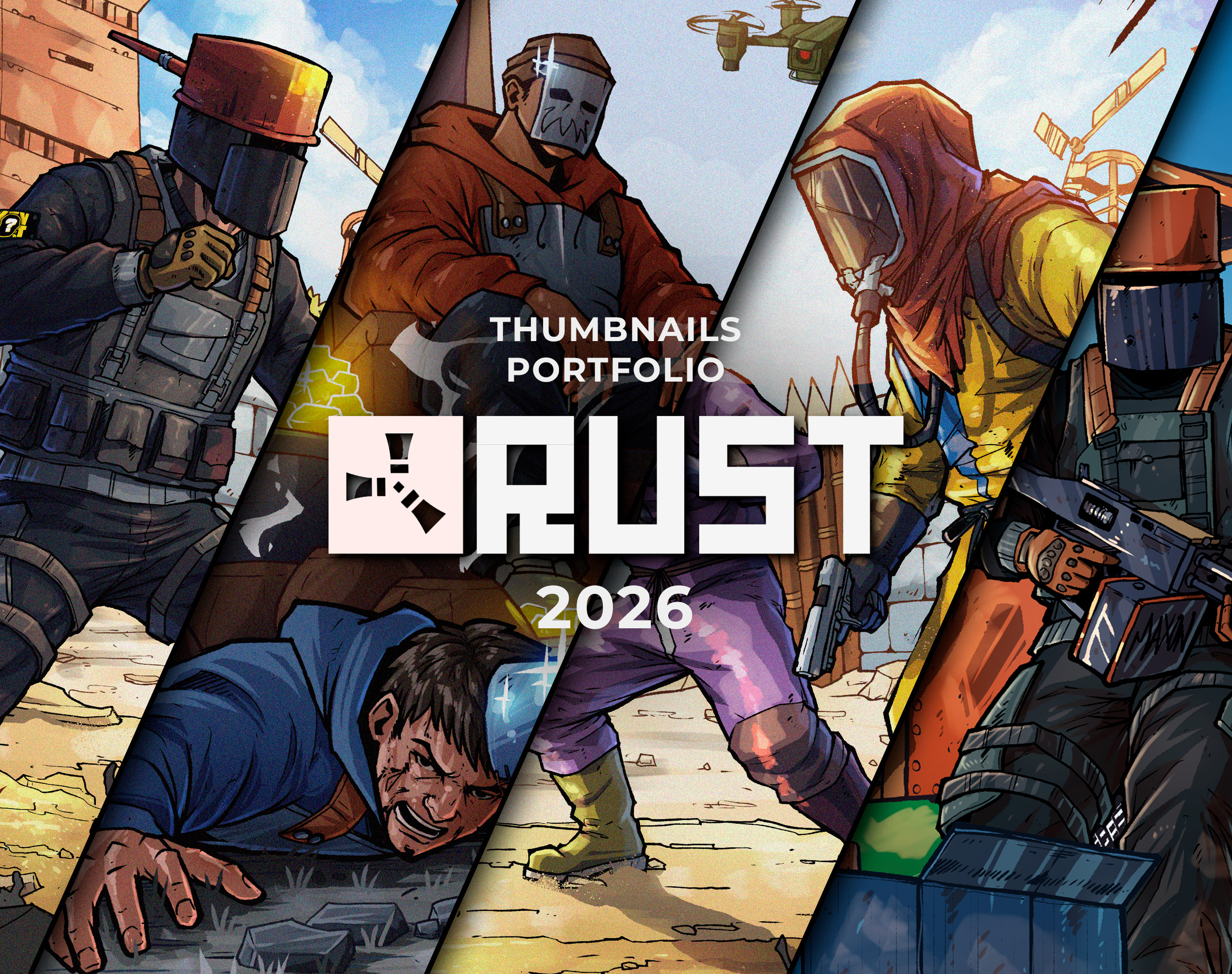 RUST Thumbnails portfolio 2026. art digital art drawing illustration preview rust thumbnail youtube
