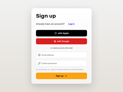 Sign Up modal button clean create account design system figma form icons input login minimal modal popup sign in sign up signin signup social ui ux