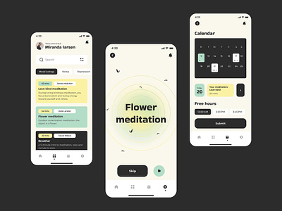 Meditation App app design lifestyle meditation app mobile app premium app relaxation app ui ui design ux ux design
