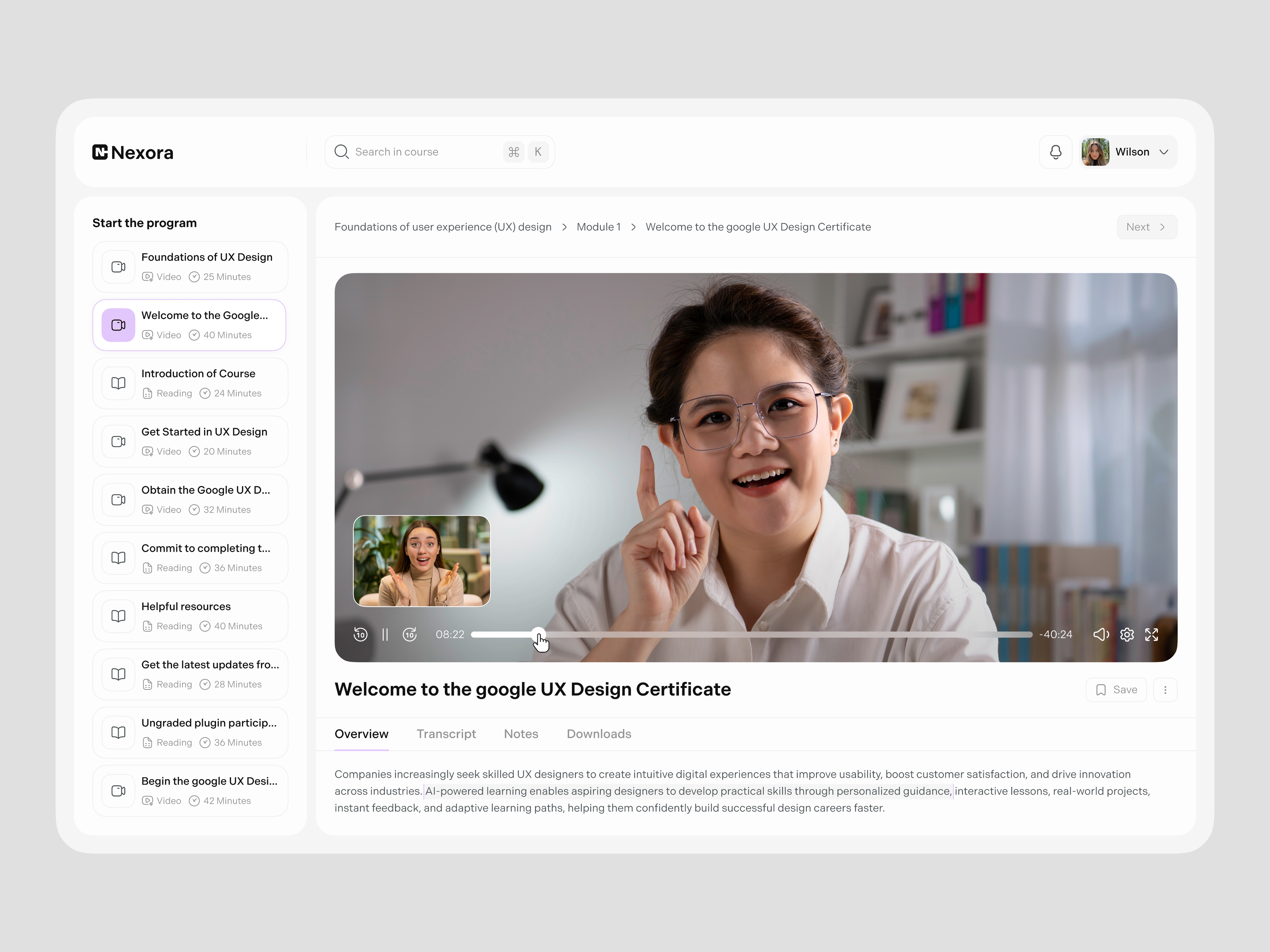 Video Courses Platform course course platform dashboard design e learning edtech education platform learn skills learning dashboard online learning online video course product saas platform student dashboard studying ui video courses video learning video player web