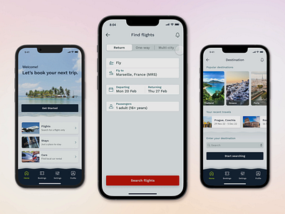 Travel app prototype app booking flight hi fi prototyping interaction design mobile app mobile design protopie tourist travel ui ui design uiux voyage