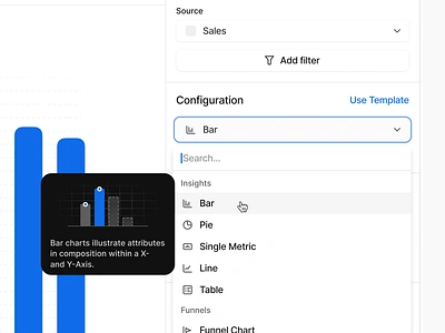 Attio – Report Creation charts clean configuration crm dashboards data illustrations metric minimal modern panel report reporting sidebar tooltip ui ux