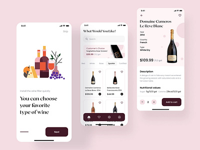 Wine Shopping App alcohol sale branding checkout e commerce e commerce app ecommerce mobile app ui ui design ux design wine