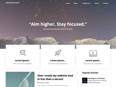 Performancelist - Lightweight & SEO Optimized WordPress theme blog blogger compressed fast free landing light page seo theme weight wordpress