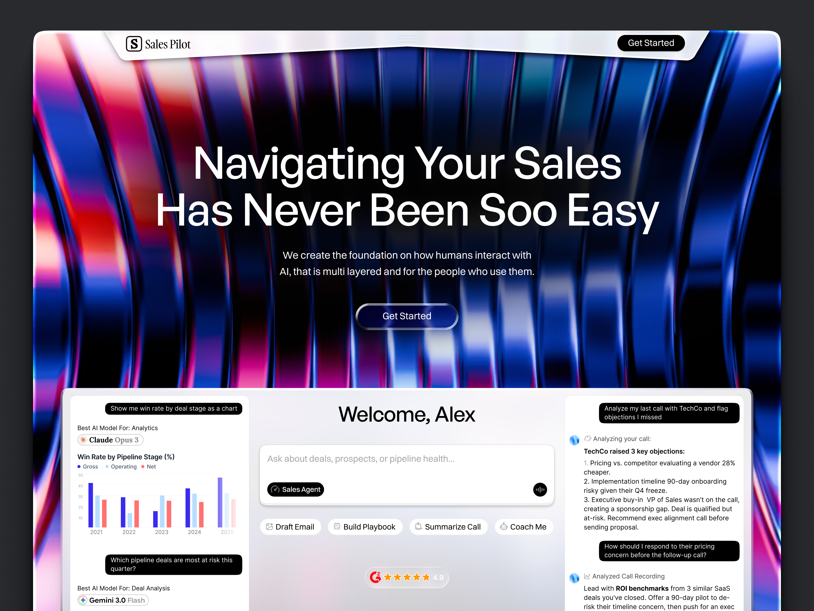 AI Sales Copilot Website Design – Sales Pilot agenticai aicopilot aisales aitools b2bsaas darkui gradientdesign herodesign landingpagedesign productdesign revenueintelligence saaslandingpage saasstartup salescrm salesenablement salestech techdesign uiuxdesign uxdesign webdesign