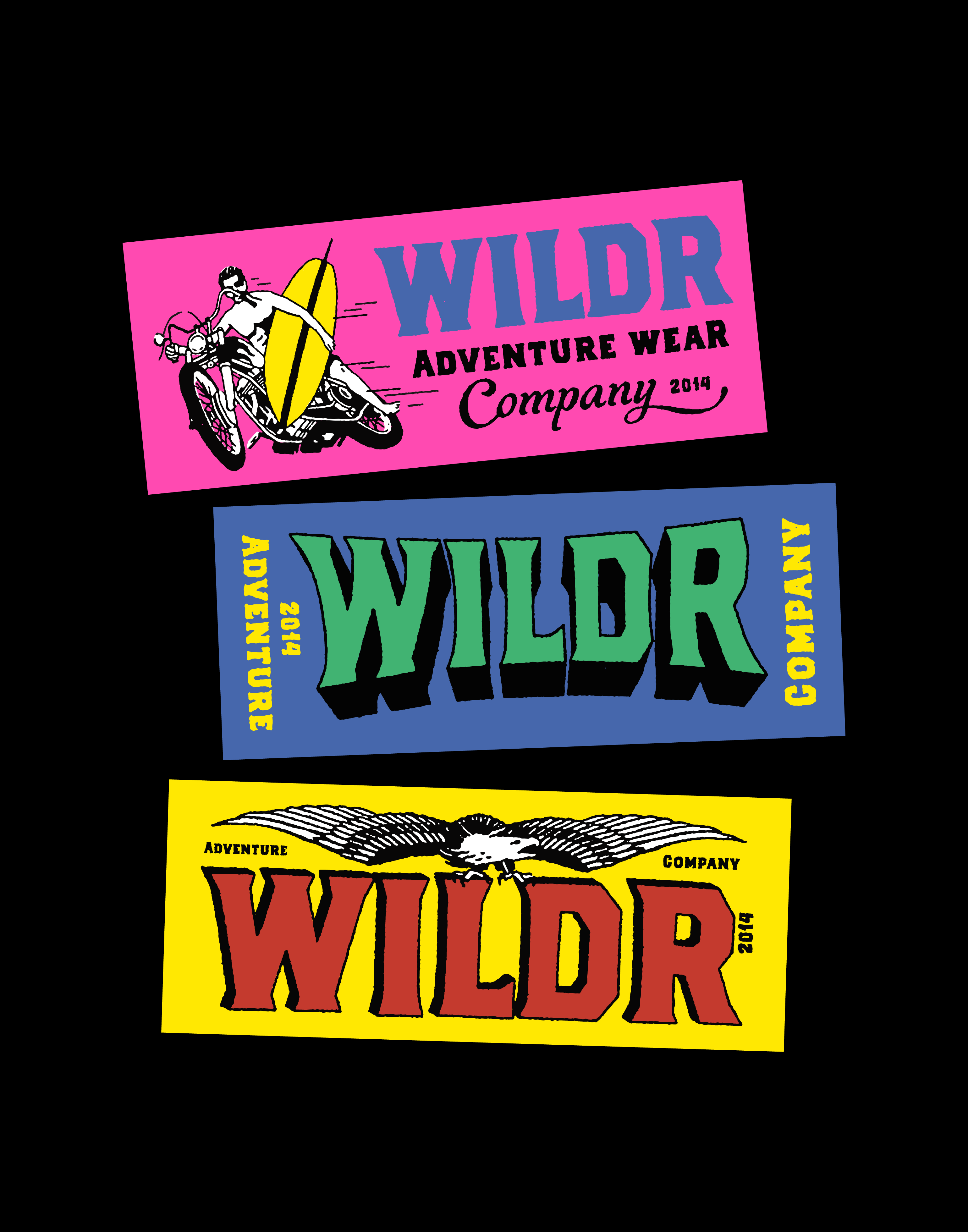 WILDR - Adventure Wear art badge badge logo branding california custom design graphic design handrawn illustration logo merchandise motorcycle package design retro design surfing ui vintage
