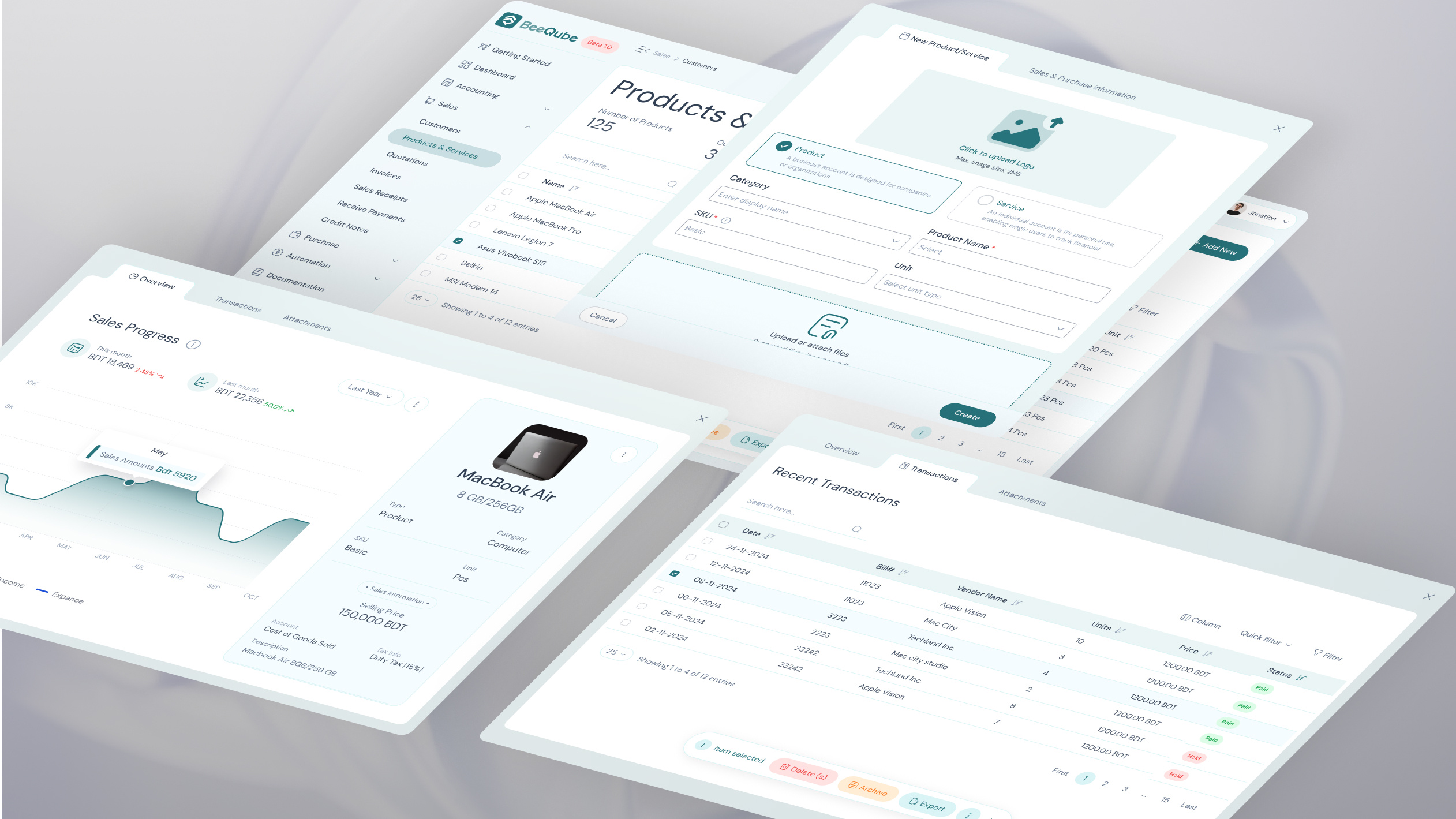 Accounting Software - Product Management & Sales Overview accounting accounting app accouting software action application dashboard fintech fintech app inventory inventory management product product and services sass sass software services table ui transection ui design web app