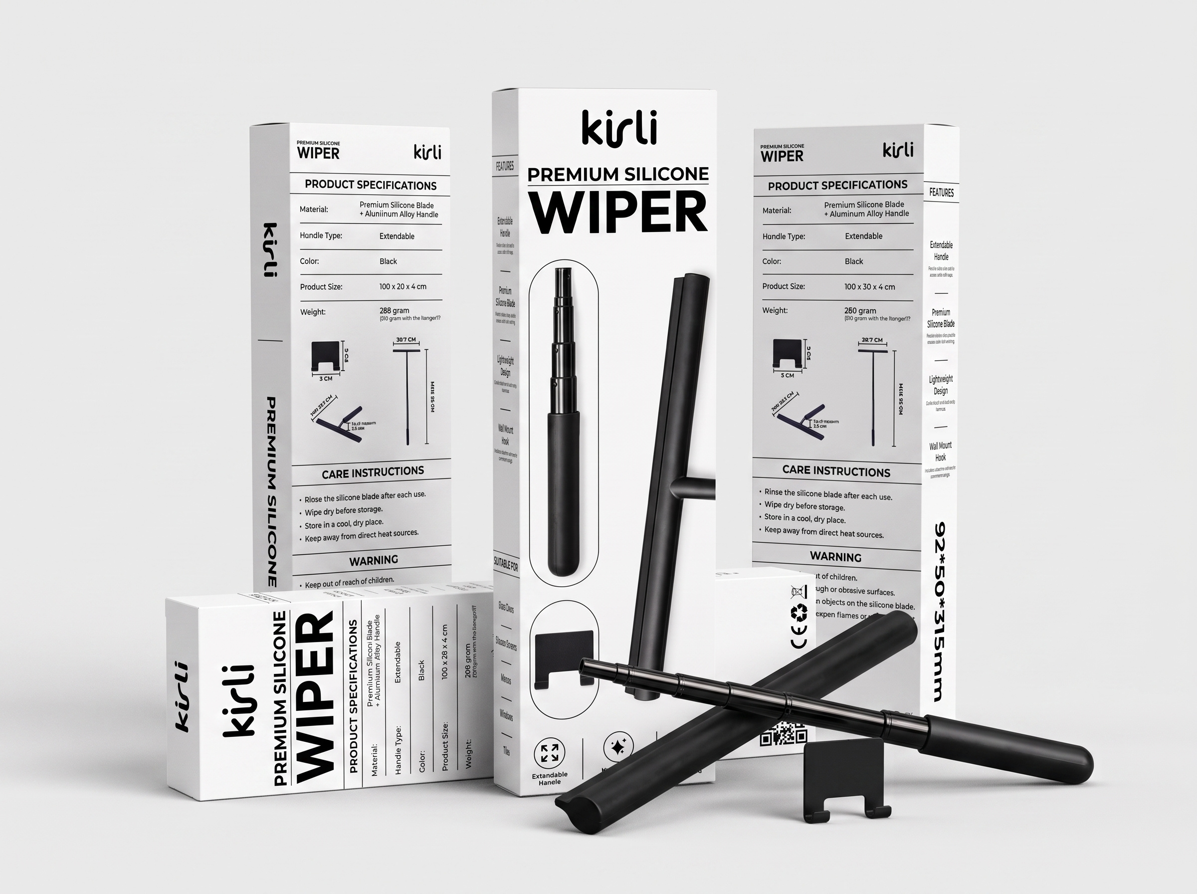 Premium Silicone Wiper Packaging Design 3d mockup amazon a content amazon listing amazon packaging box design brand identity branding ecommerce glass cleaner label design mockup packaging packaging design print design product design product packaging retail packaging shower squeegee silicone wiper window cleaner