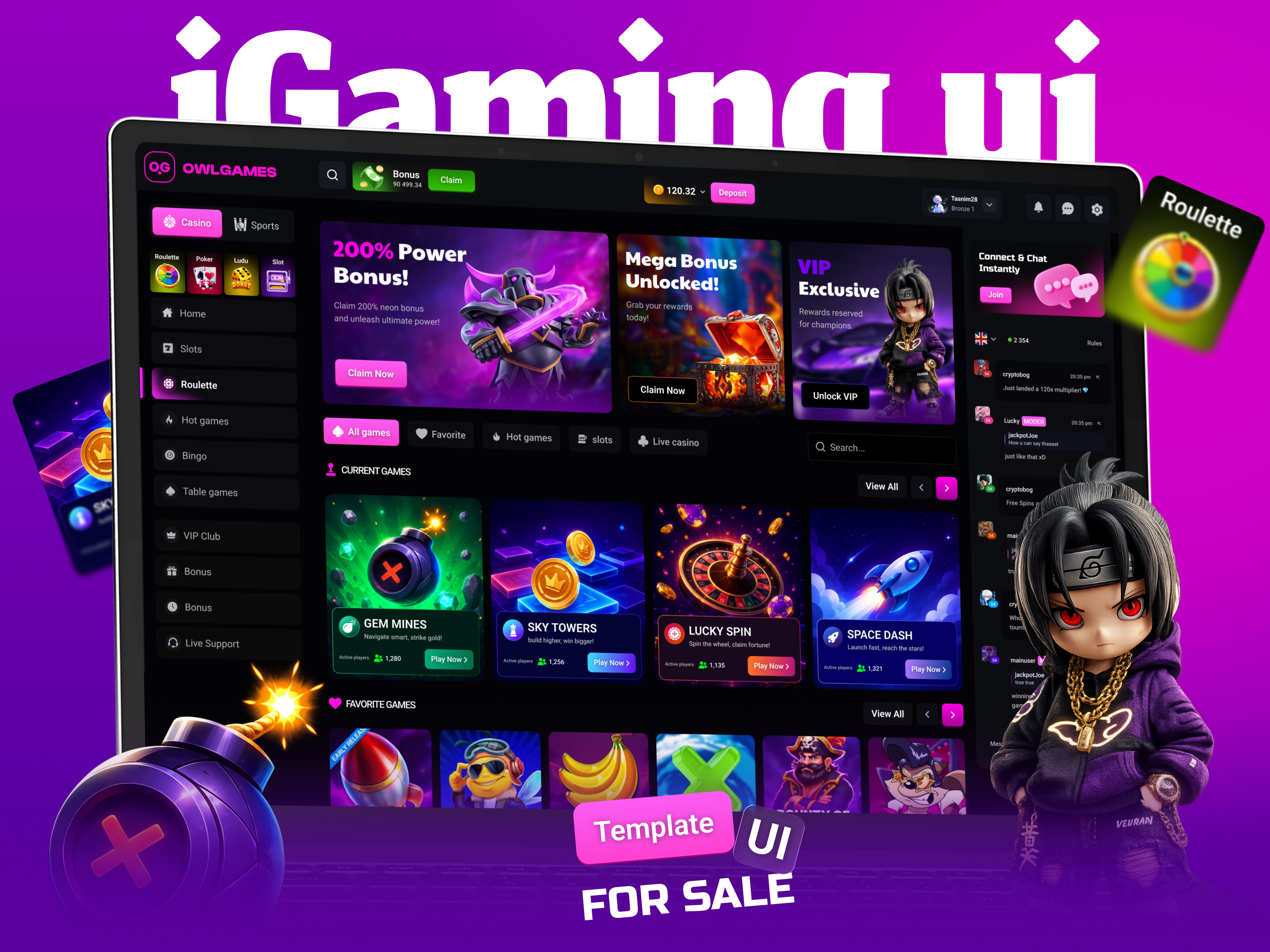 iGaming UI Template – Ultimate Casino & Sports Betting Dashboard anime casino betting casino casino interface casino landing page casino template casino website crash crypto casino design gambling gambling ui igaming jackpot live casino lottery online casino slots sports betting ui