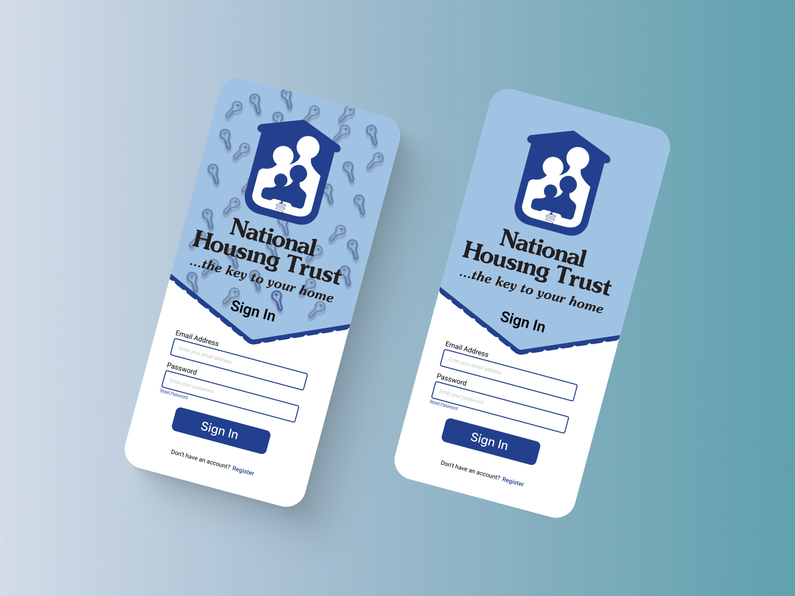 Example of NHT Online App Redesign - Log In Screen