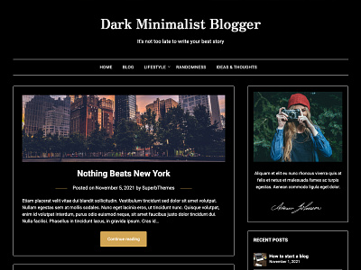 Dark Minimalist Blogger - A Dark & Gold Free Theme for WP blog blogging dark download free gold inspiration template theme webdesign website website design wordpress wp writer writing