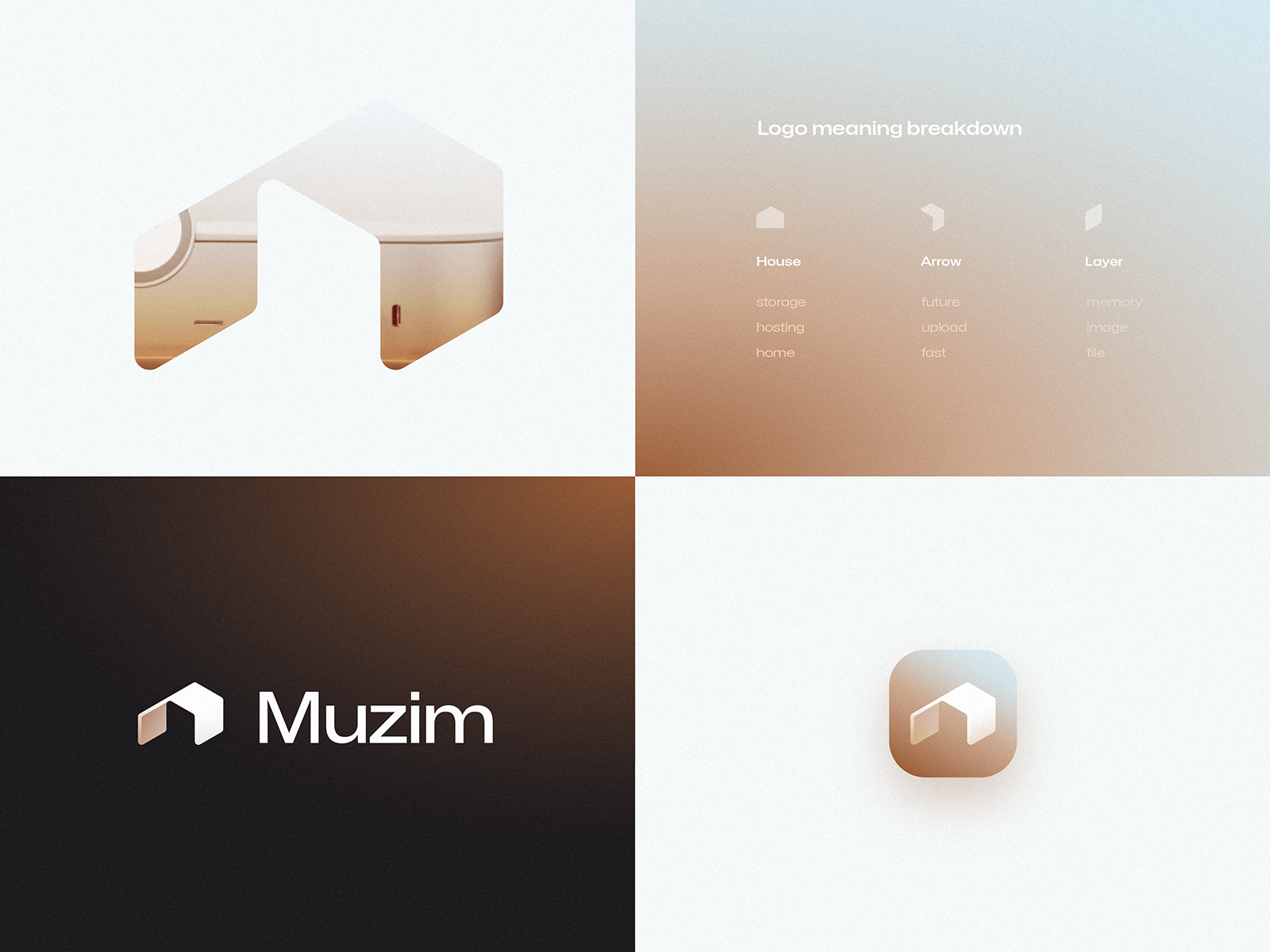 Muzim - Unused Logo Direction ai app branding cloud device gradient home hosting house icon identity lepisov logo memory storage tech