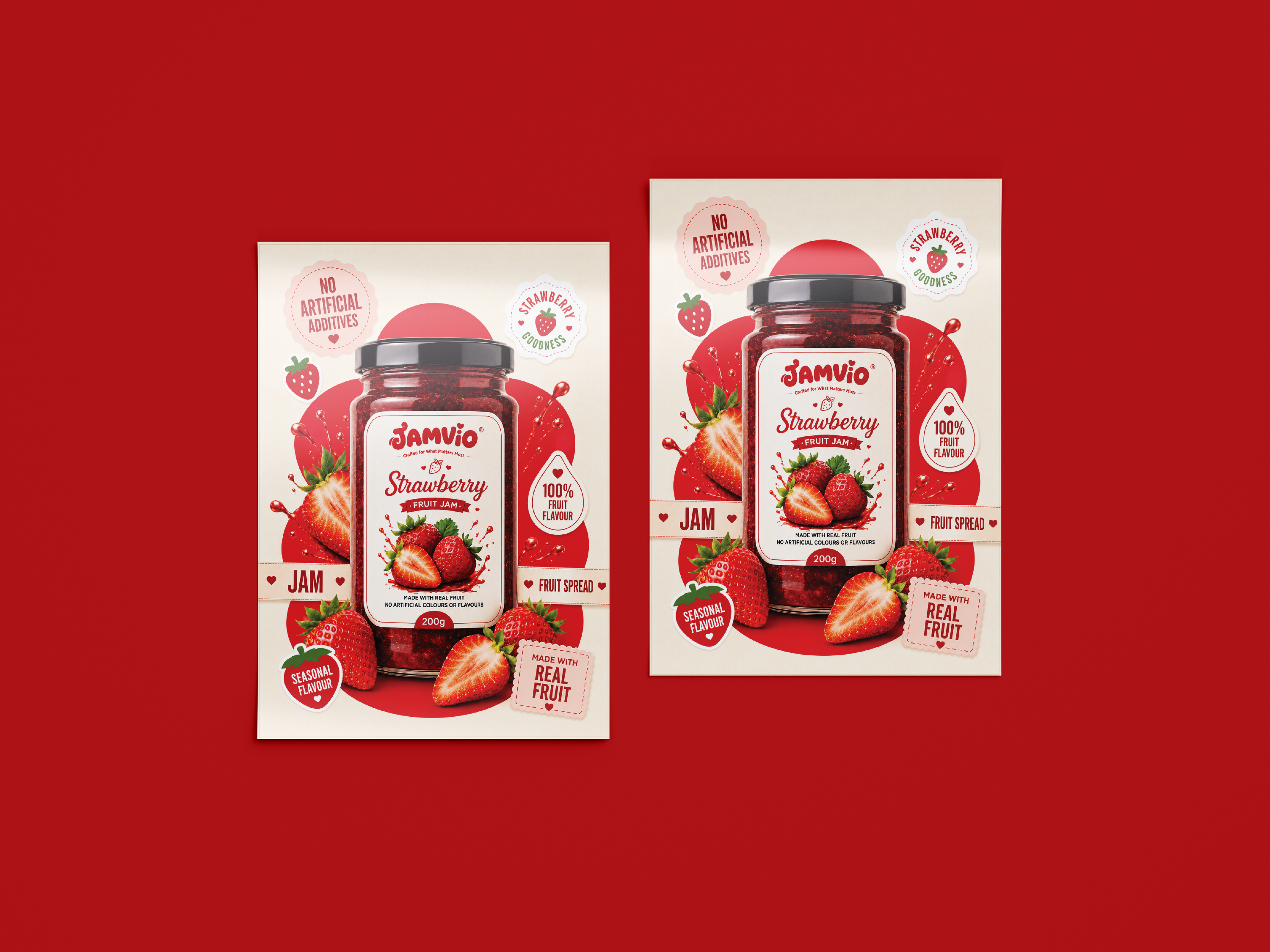 Strawberry Flavour Jam | Bakery Flyer & Poster Design advertising design brand identity commercial design flyer design food branding food flyer food packaging fruit packaging graphic design jam packaging label design packaging design poster design print design product design product flyer promotional design social media design strawberry design strawberry jam