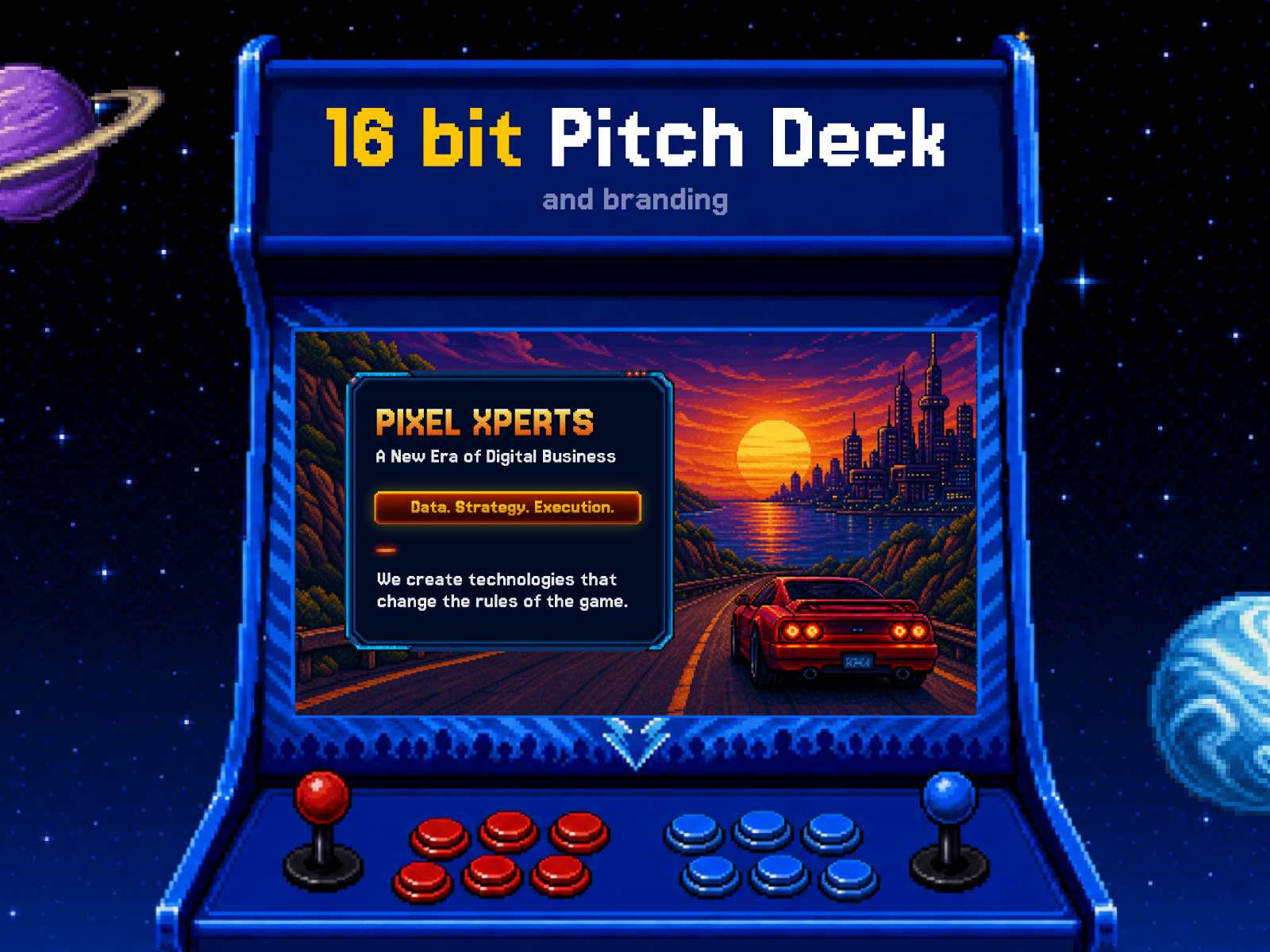 Branding & Pitch Deck Design for Pixel Xperts 16 bit 8 bit brand identity branding business pitch deck design googleslides marketing pitch pitch deck pitchdeck pixel art pixel style powerpoint ppt presentation presentation design slide design ui