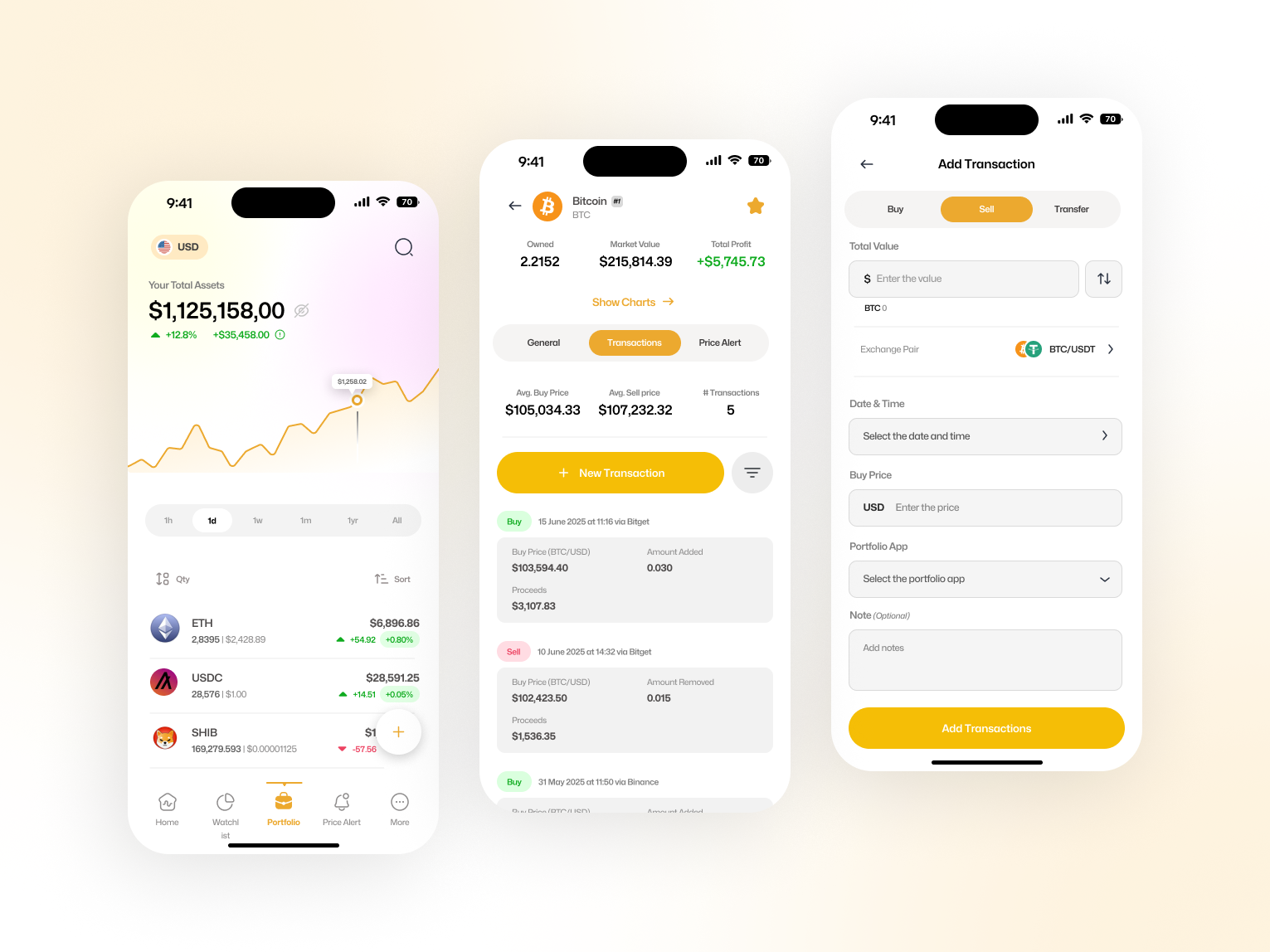 Trackly – Crypto Portfolio Tracker & Price Alerts | Mobile App crypto cryptoapp mobileapp portfoliotracker uidesign uxdesign web3