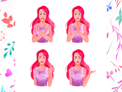Illustration - 6 (Emotions) avatar character emotions facial flat design girl head human emotion illustration people woman