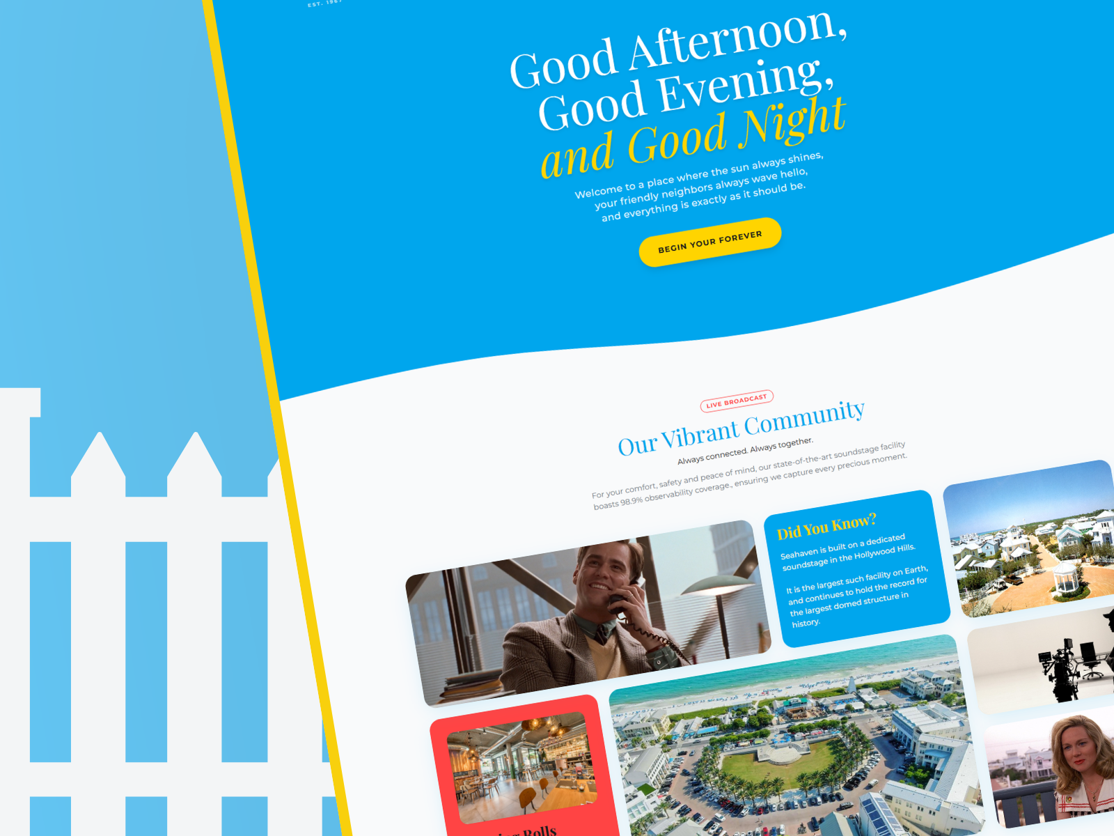 Seahaven - Movie Real Estate/Television Casting Site Design advertising branding clean corporate creepy design dystopian fantasy graphic design logo modal modern reality suburban surveillance television ui utopian web design website