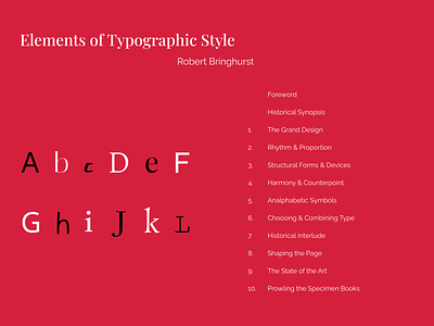 Typography exercise book shift nudge table of contents toc typography