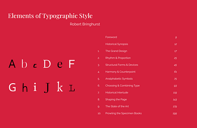 Typography exercise book shift nudge table of contents toc typography
