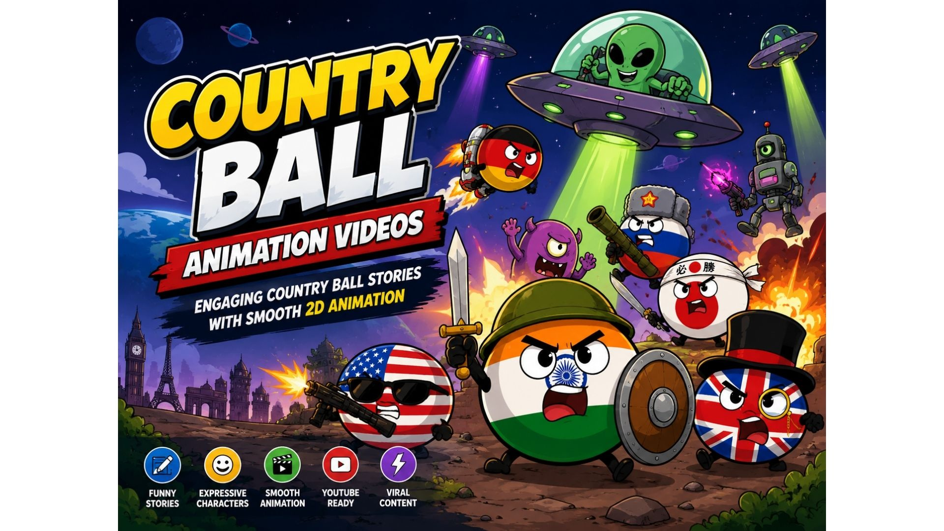 2D & 3D CountryBalls Animation Videos Production 2d animation animation cartoon animation cartoon characters countryball kids animation youtube animation