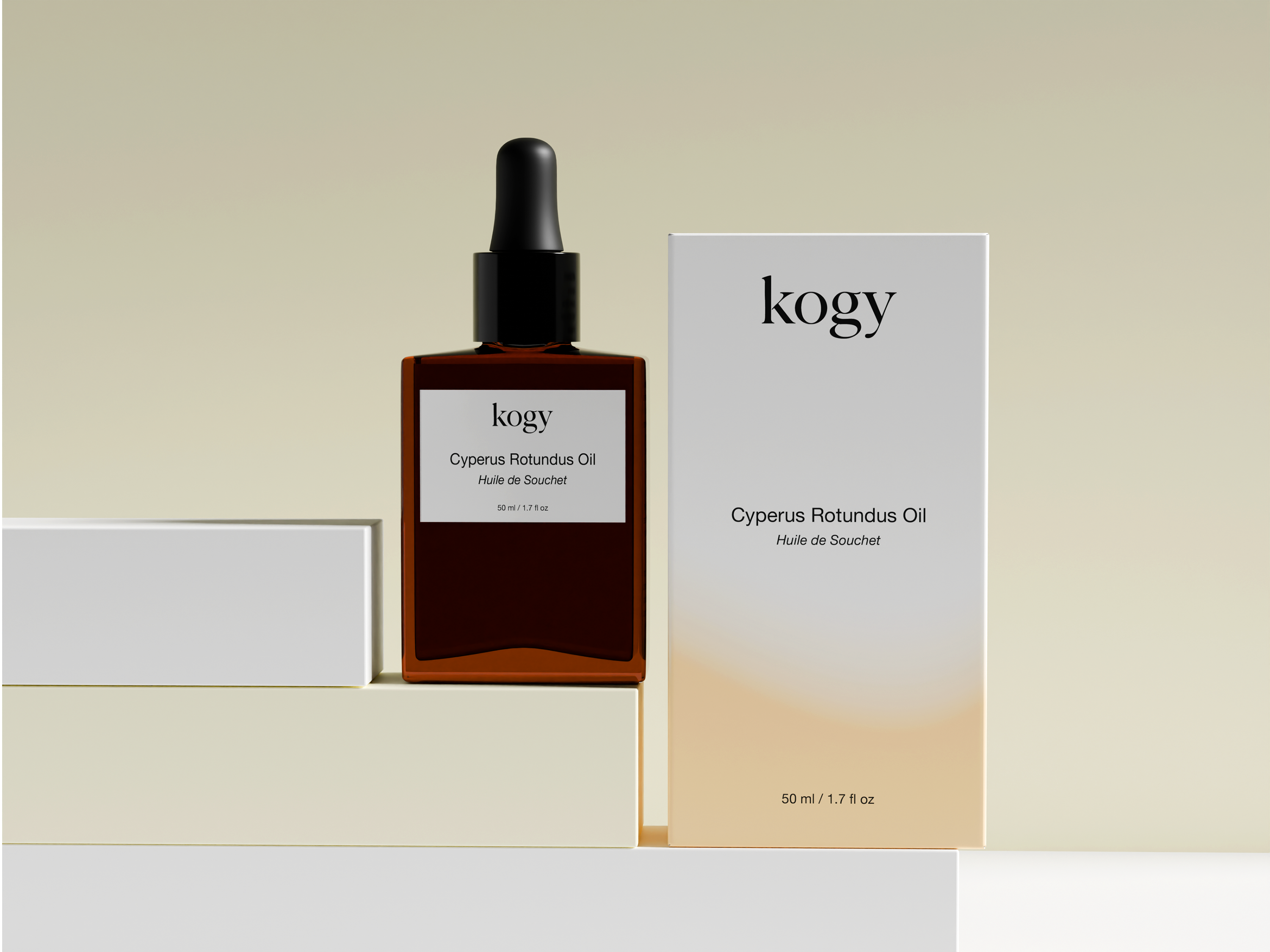Cosmetic oil for post-hair-removal skin care packaging design box dropper huile de souchet minimal negative space oil packaging perfume