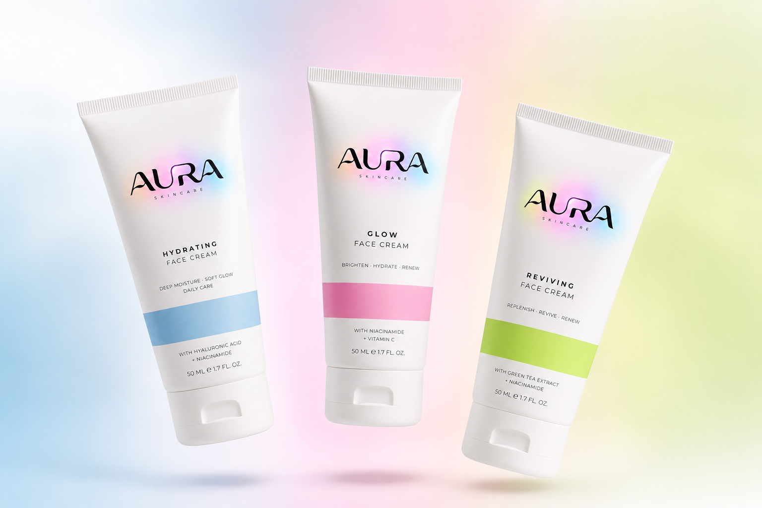 AURA — Beauty Product Packaging Design, Product Photography beauty branding bold logo design brand identity branding cpg design design ecommerce website facial products design graphic design illustration logo logo design product animation product commercial photography product design product display photography skincare products ui ux web design vector website design