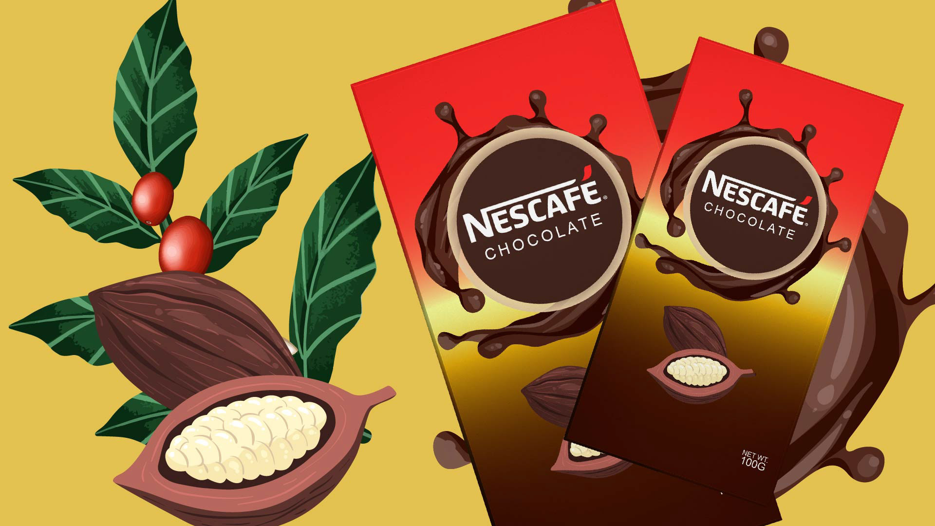 Nescafé Coffee with Chocolate Packaging Design branding chocolate food graphic design label design logo packaging design product packaging