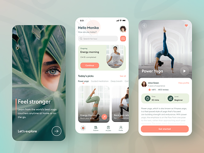 Yoga and meditation mobile app app design fireart fireart studio fitness health app mantra meditation mental mental health mindful mindfulness mobile app modern nature ui ux wellness yoga yoga app