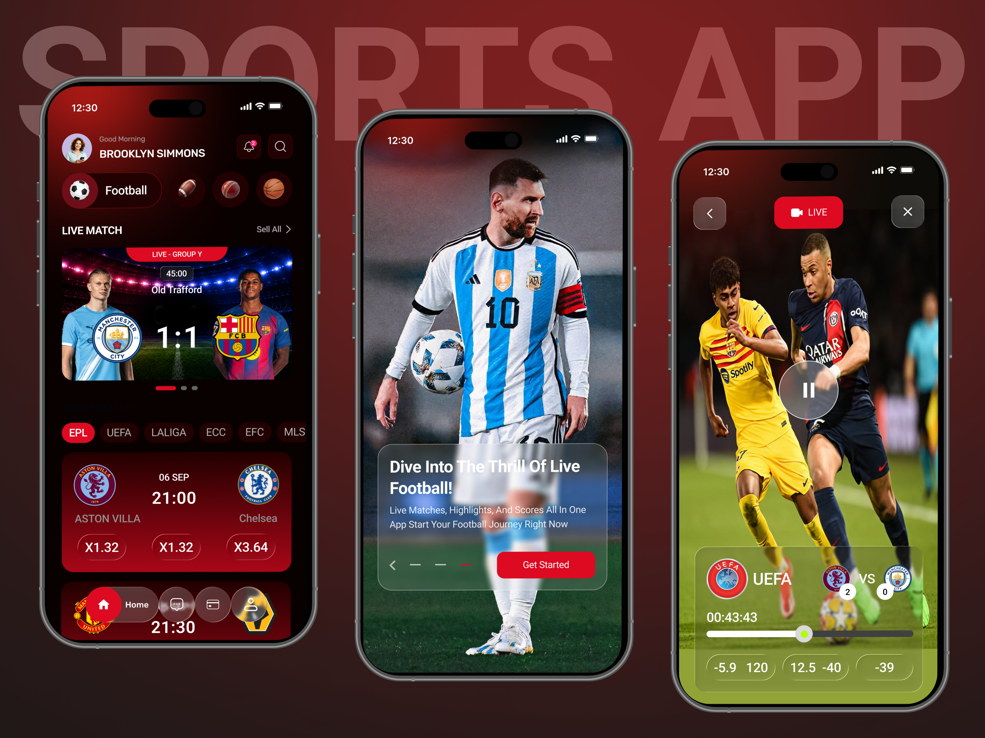 Football Highlights & Live Match UI Design betting app football football app football stats football streaming football ui live match live score live streaming app match highlights match schedule score tracker soccer soccer app soccer ui sports app sports dashboard sports live sports streaming sports ui