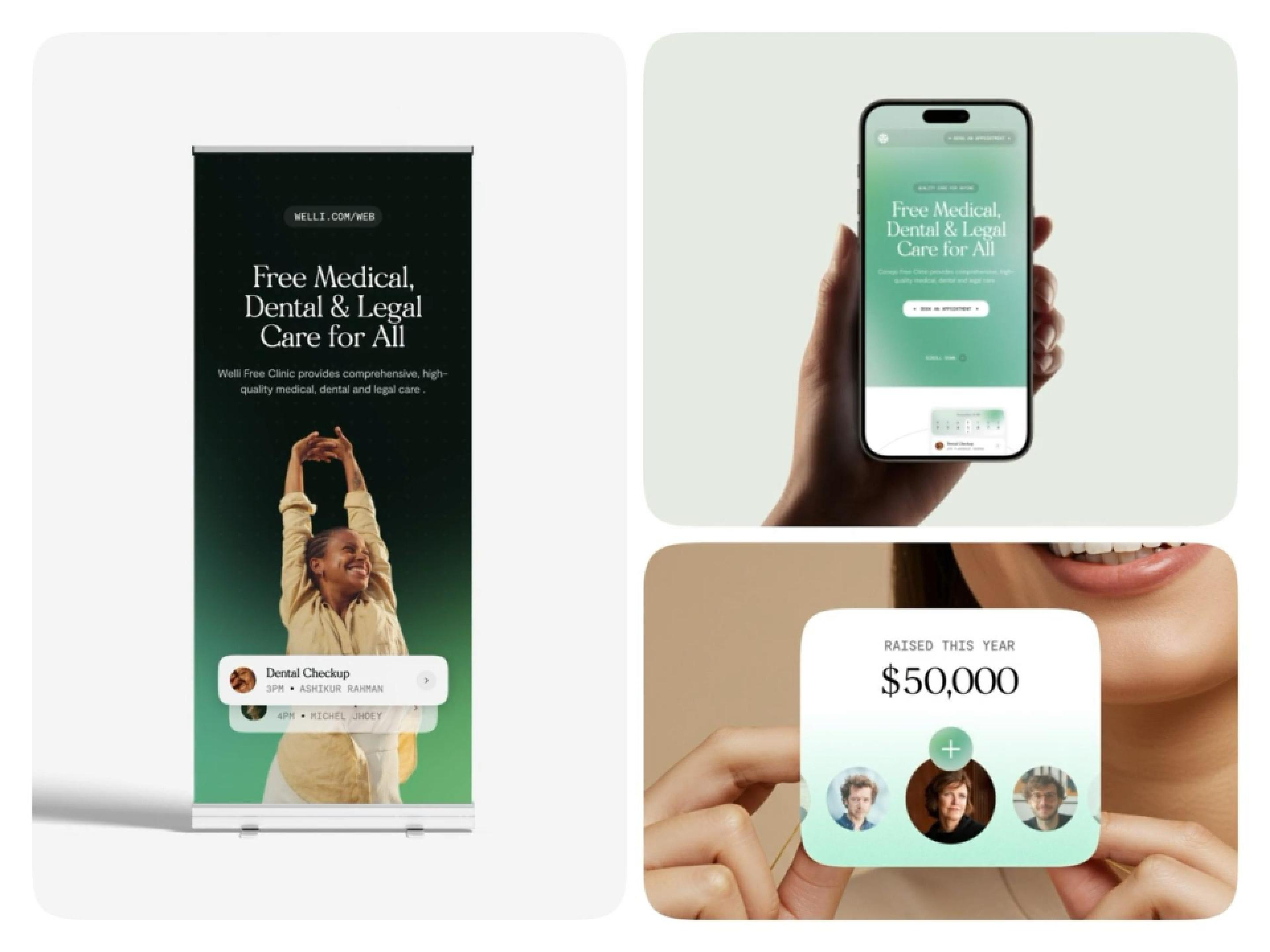 welli® — Non-Profit Healthcare Branding & Website Design branding clinic website design healthcare medical minimal mobile design non profit saber saber ali squidxagency ui uiux website design