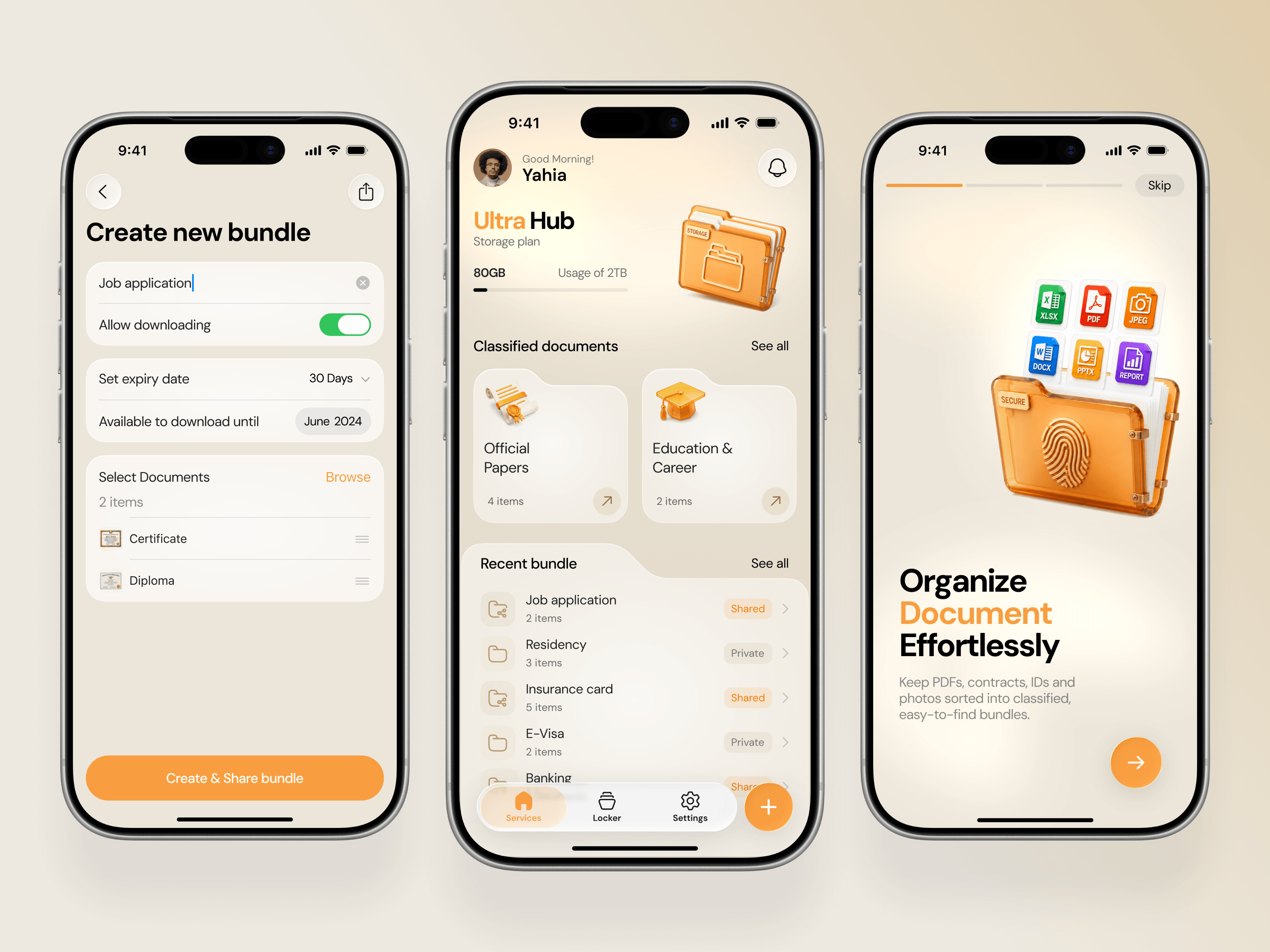 Docu Hub — Cloud Document Vault cloudvault ios mobile app product design saas