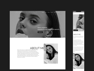Make-up Artist Landing Page black branding dark theme design landing page make up artist stylist ui ui ux web web design