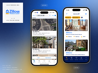 Zillow Premier Agent: Mobile App Redesign Concept (1/3) apartments app design app ui booking branding design housing logo mobile ui mobile ux redesign concept typography