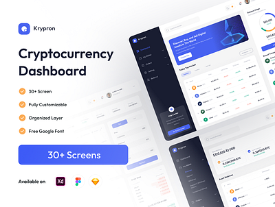 Krypron - Cryptocurrency Dashboard app branding design graphic design illustration logo typography ui ux vector