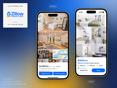 Zillow Premier Agent: Mobile App Redesign Concept (2/3) app design app ui app ui design branding mobile app mobile ui mobile ux rebrand redesign concept typography
