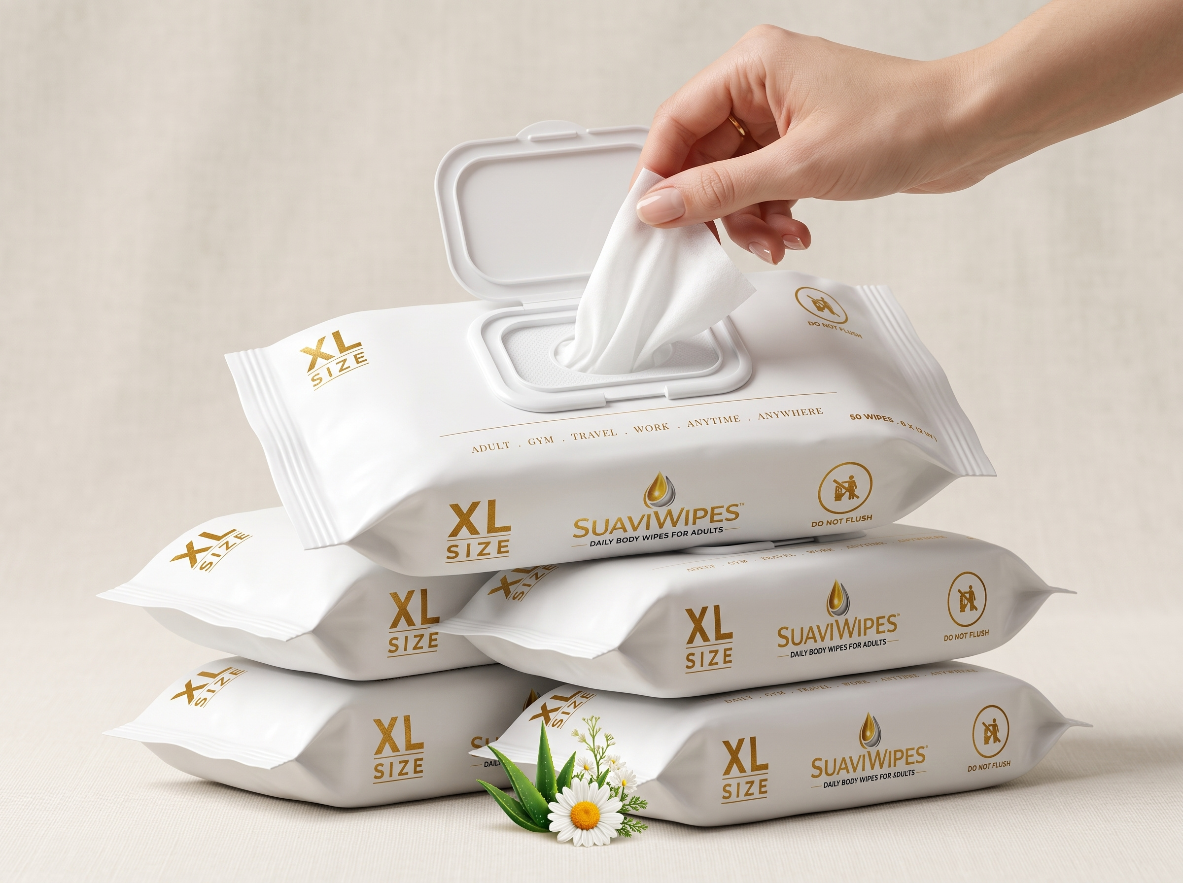 Premium Daily Body Wipes Packaging Design | Wet Wipes Pouch amazon packaging body wipes brand identity branding carton design consumer goods flexible packaging graphic design label design luxury packaging minimal design mockup packaging packaging design pouch design print design product branding product packaging retail packaging wet wipes