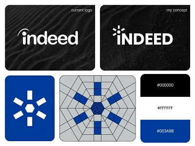Indeed Logo black blue brand brand design branding corporate identity employment hexagon logo logo design logomark logotype modern logo