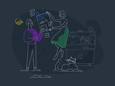 GatherContent – Content without the baggage branding character content gathercontent illos illustration illustrator minimal people product spot system ui ux