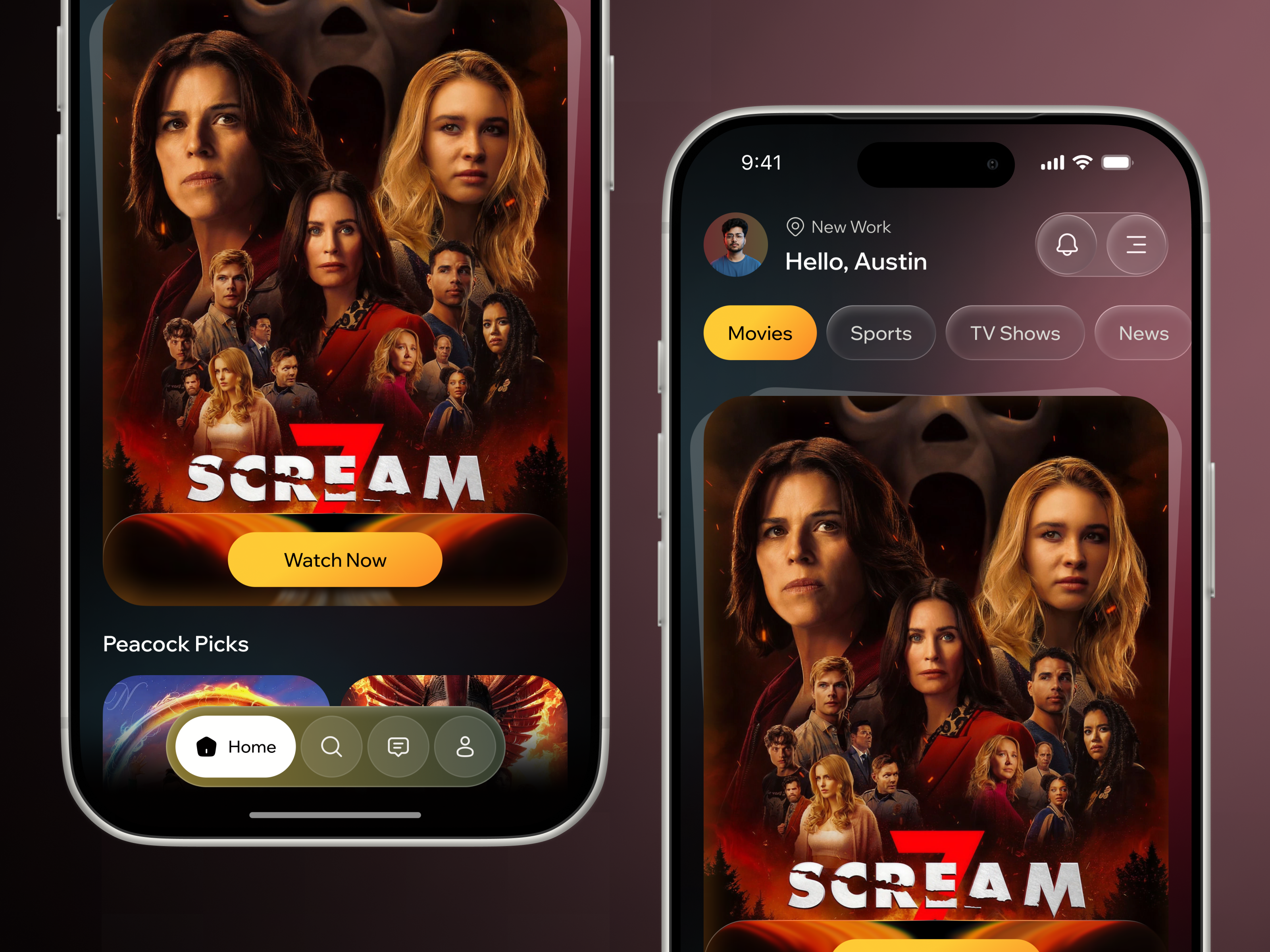 Movie Streaming Mobile App UI Design dark ui dashboard dashboard ui entertainment app figma ios app mobile app mobile dashboard mobile ui design modern ui movie app netflix ui payment dashboard streaming app ui design ui trends ux design