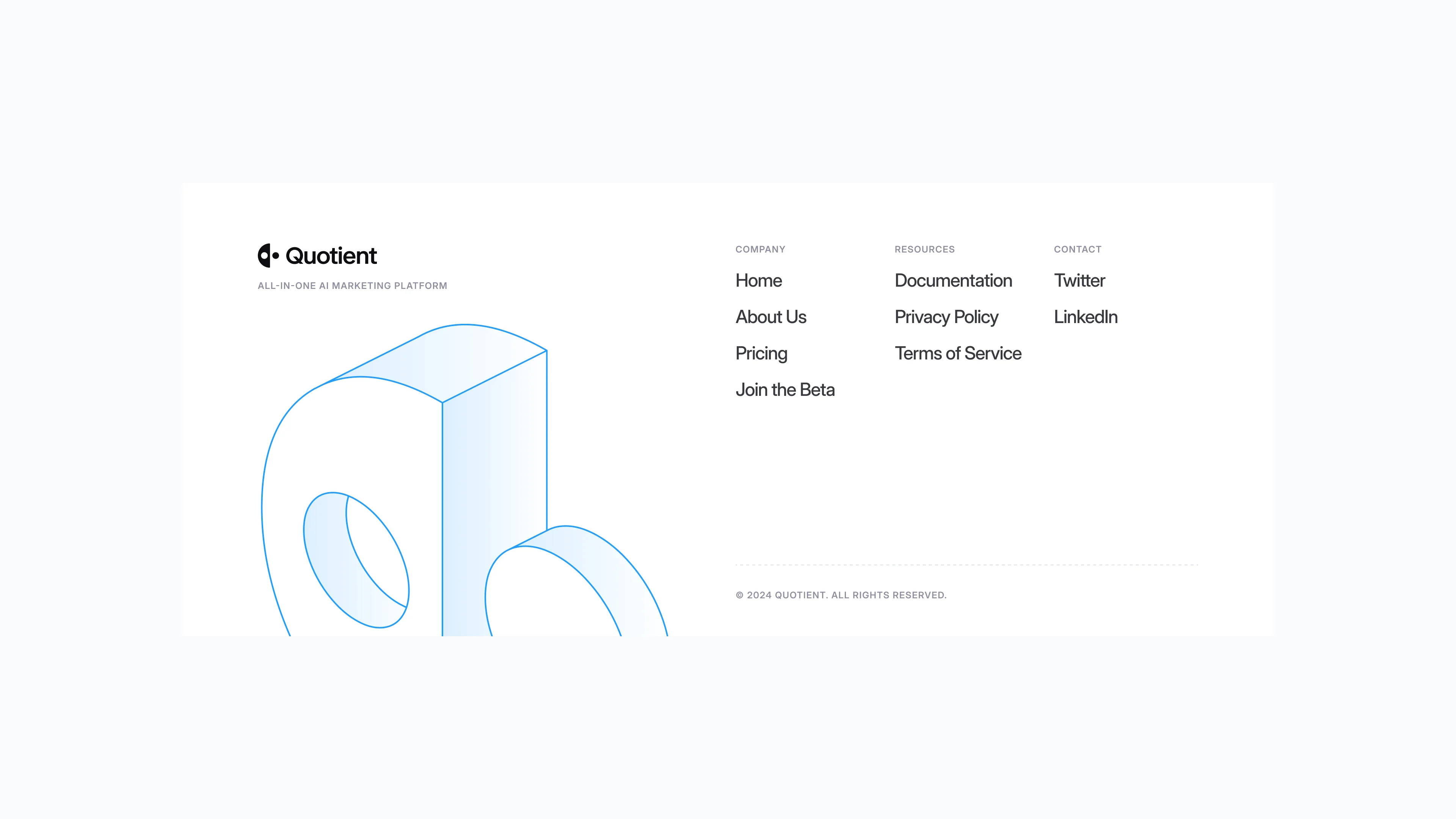 Footer for QuotientAI clean design footer footer design illustration minimal modern ui ux web design website website design