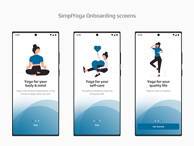 Simpl Yoga - Mobile App for Yoga and Meditations clean design figma meditaion app onboarding meditation app minimal minimal design mobile app onboarding onboarding screens simplyoga typography ui user onbaording ux yoga app yoga app onboarding