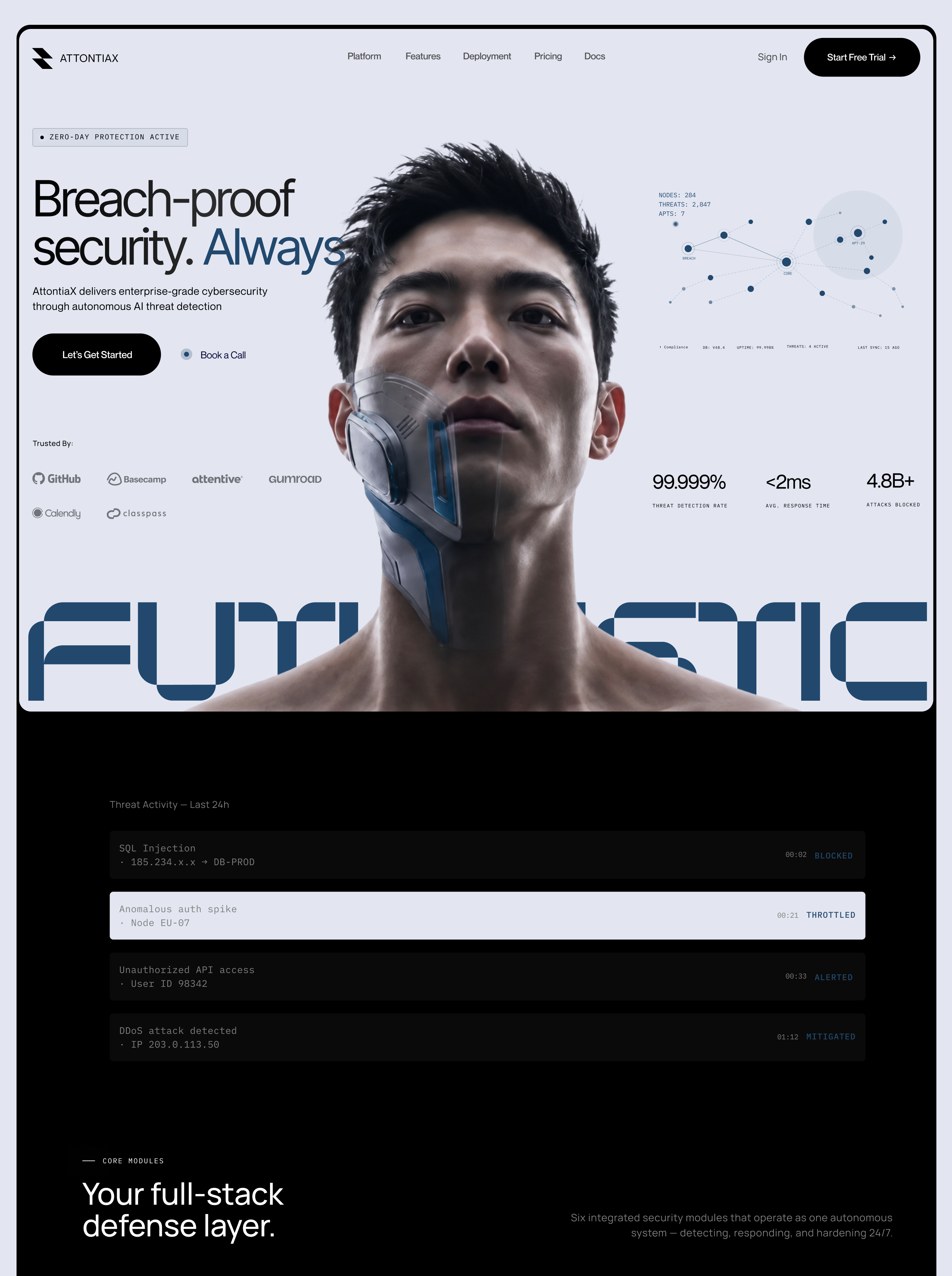 AttontiaX | AI-Powered Cybersecurity Website Design 3d animation branding design figma graphic design illustration logo motion graphics ui uiux ux web design