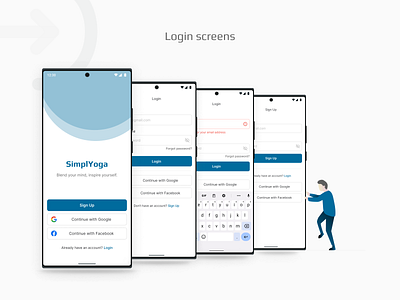 Simpl Yoga - Mobile App for Yoga and Meditations clean design figma health app login screens meditation app meditation app login screen minimal simplyoga login screens typography ui ux yoga app yoga app login screens